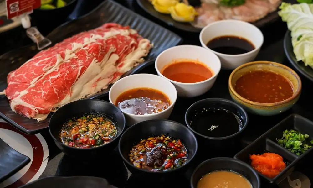 Premium beef with dipping sauces